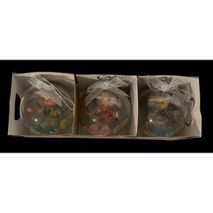 3 Cabbage Patch Kids Lil Sprouts Christmas Ornaments Dolls 2007 Jakks New In Box